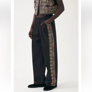 Antik Batik Homme Mens Black Luxury Jean Pants Colorful Embroidery Size Large 32